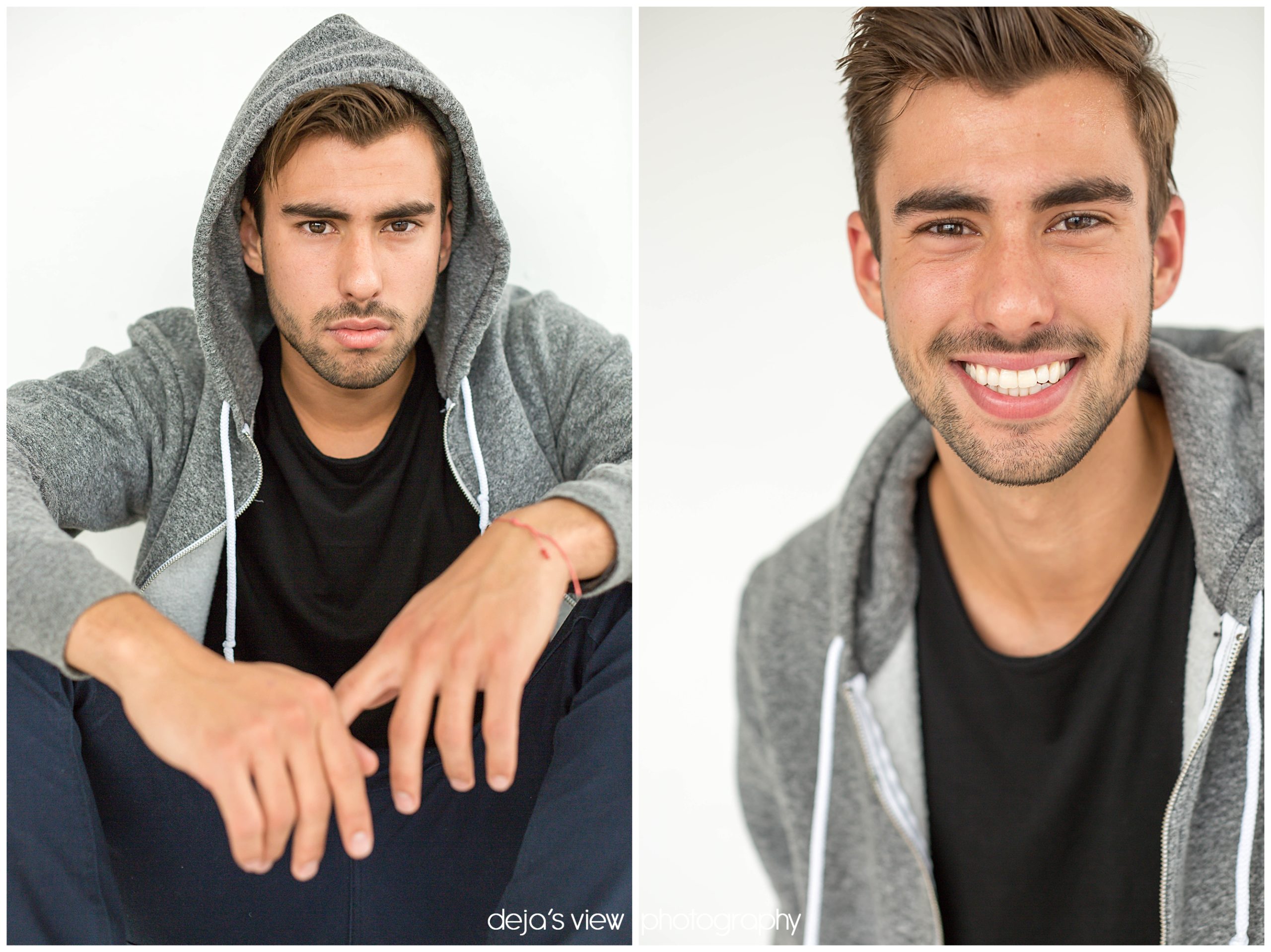Male model in grey hoodie